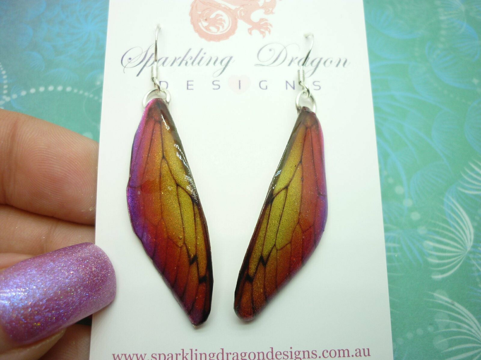 Butterfly Wing Yellow & Orange Earrings - Fairy Jewellery, Fun Gift for Mum - Image 3