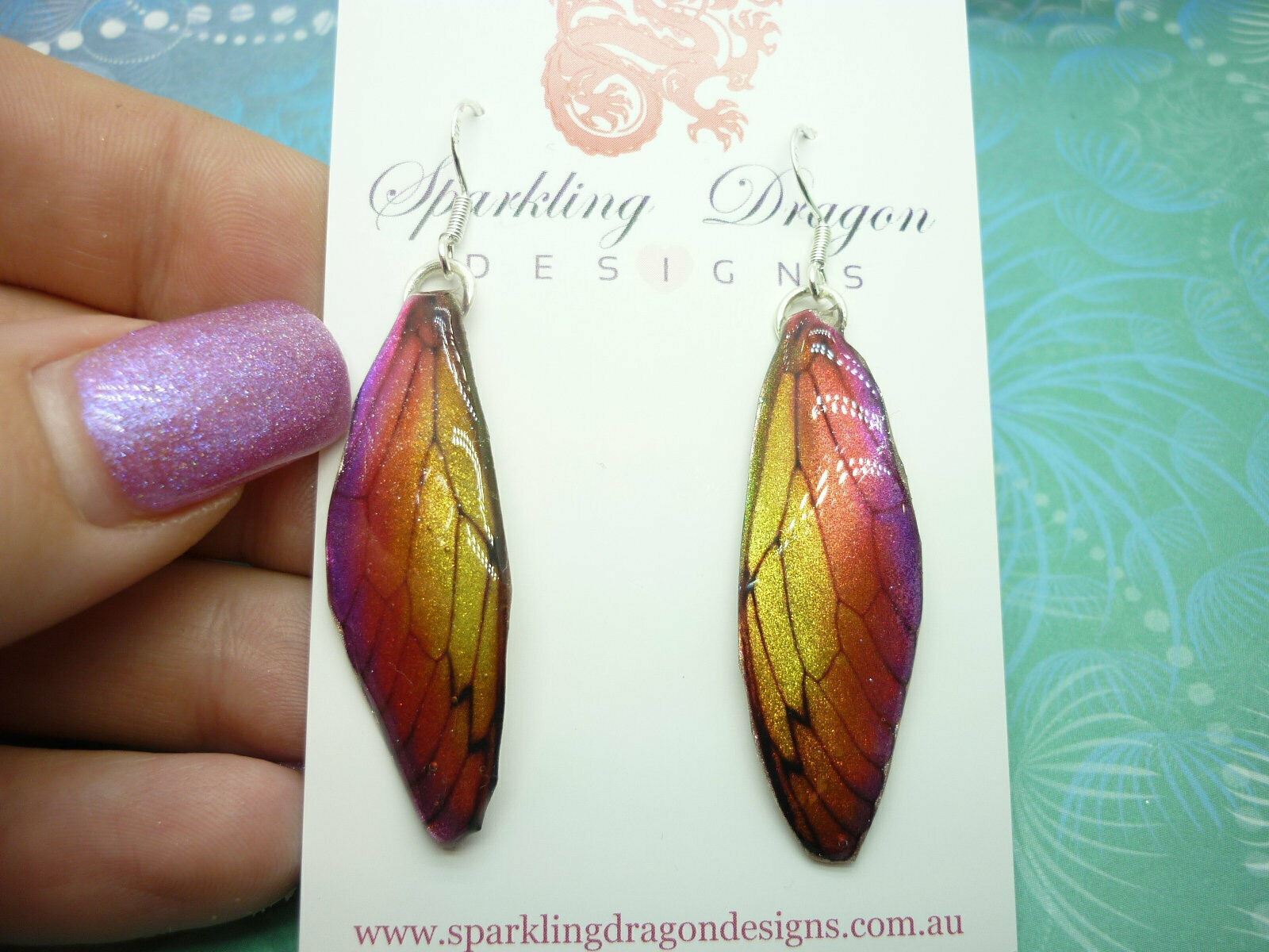 Butterfly Wing Yellow & Orange Earrings - Fairy Jewellery, Fun Gift for Mum - Image 4