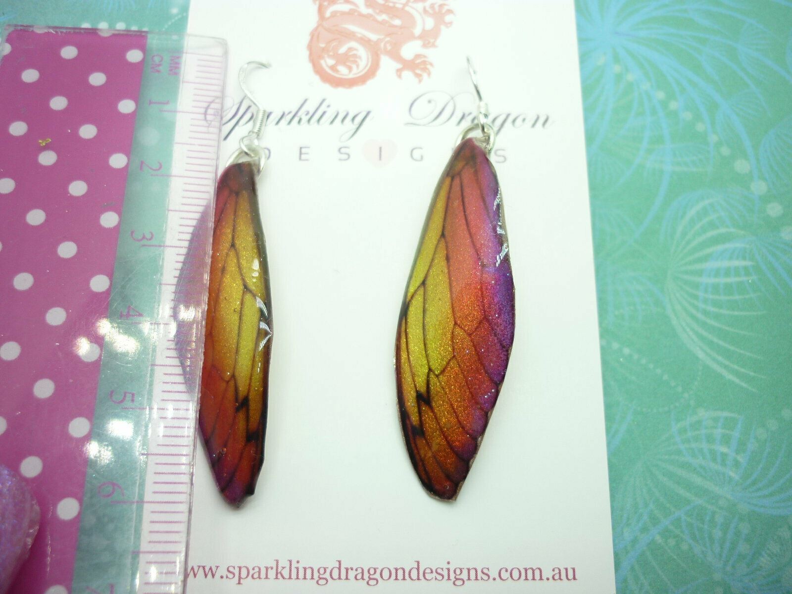 Butterfly Wing Yellow & Orange Earrings - Fairy Jewellery, Fun Gift for Mum - Image 5