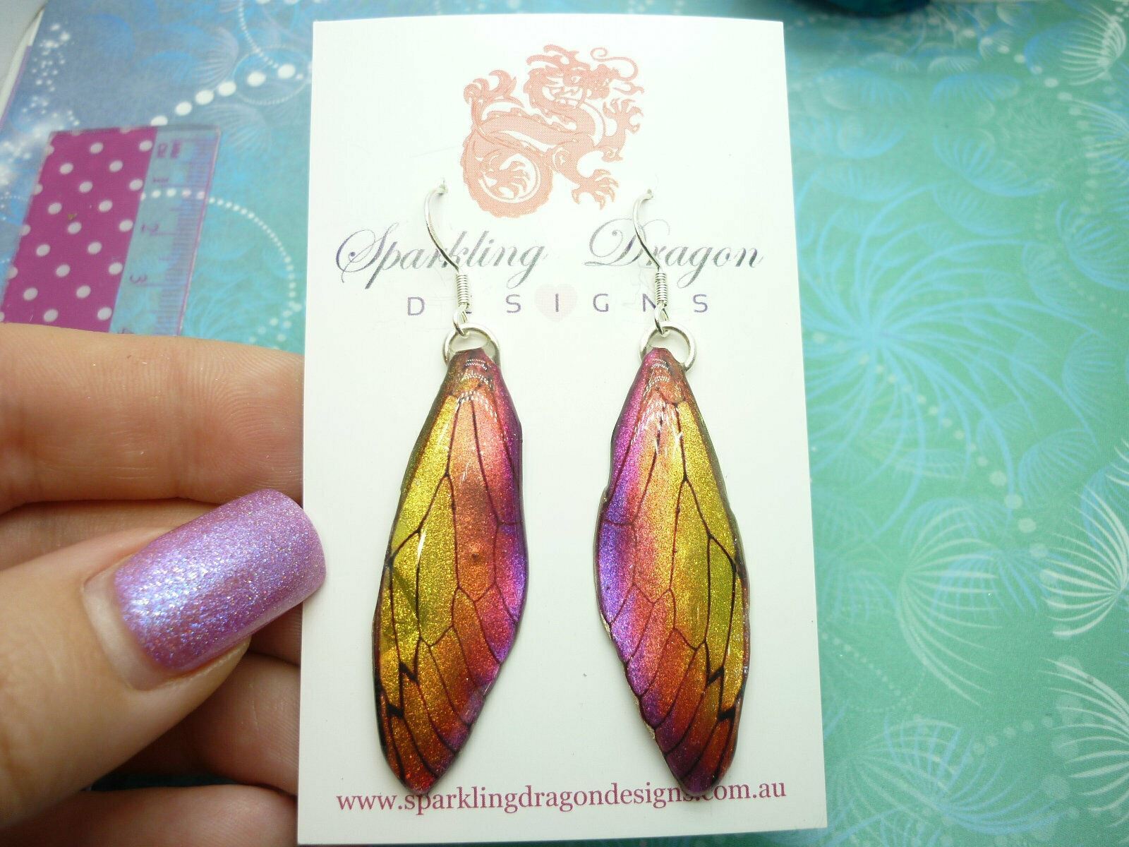 Butterfly Wing Yellow & Orange Earrings - Fairy Jewellery, Fun Gift for Mum - Image 7