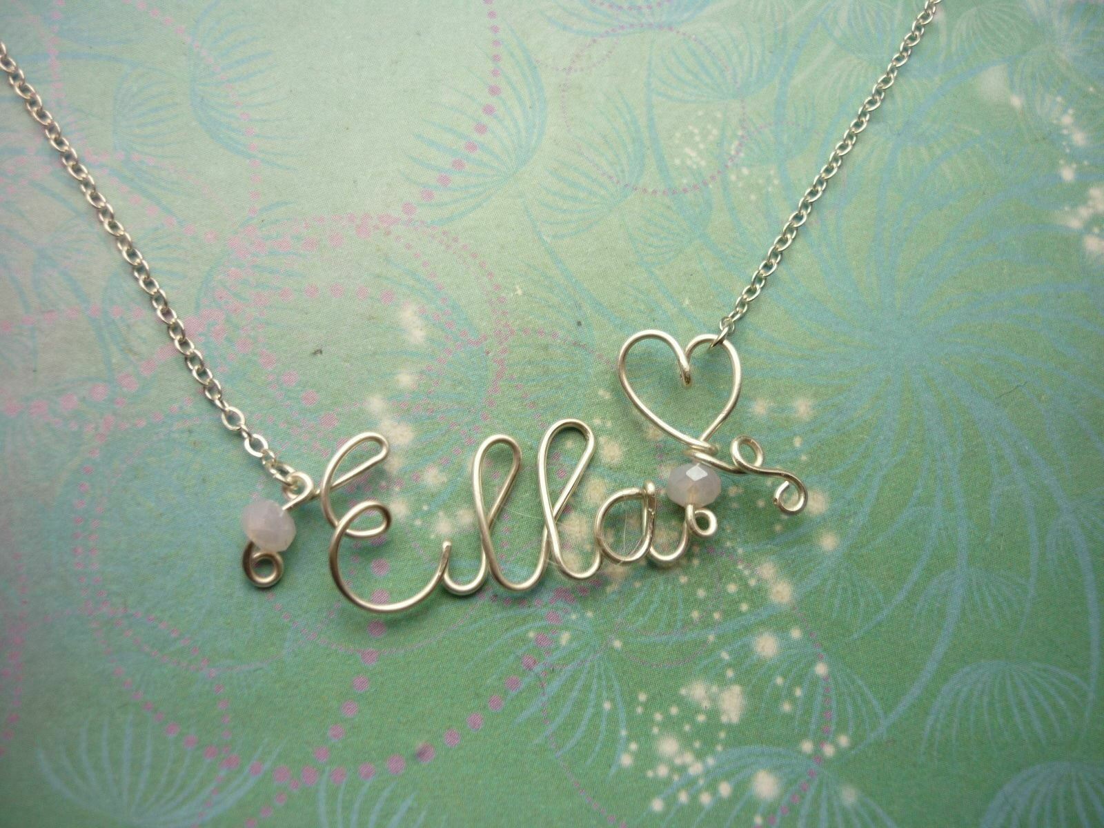 Bridal Gift Personalised Name Necklace Silver Wire & Crystals Choose Your Colour - Image 7