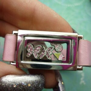 Rectangle Charm Locket Bracelet - Leather Strap - Choose your Colour Band