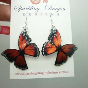 Pretty Red Butterfly Earrings Fairy Jewellery Fun Gift Whimsical Present