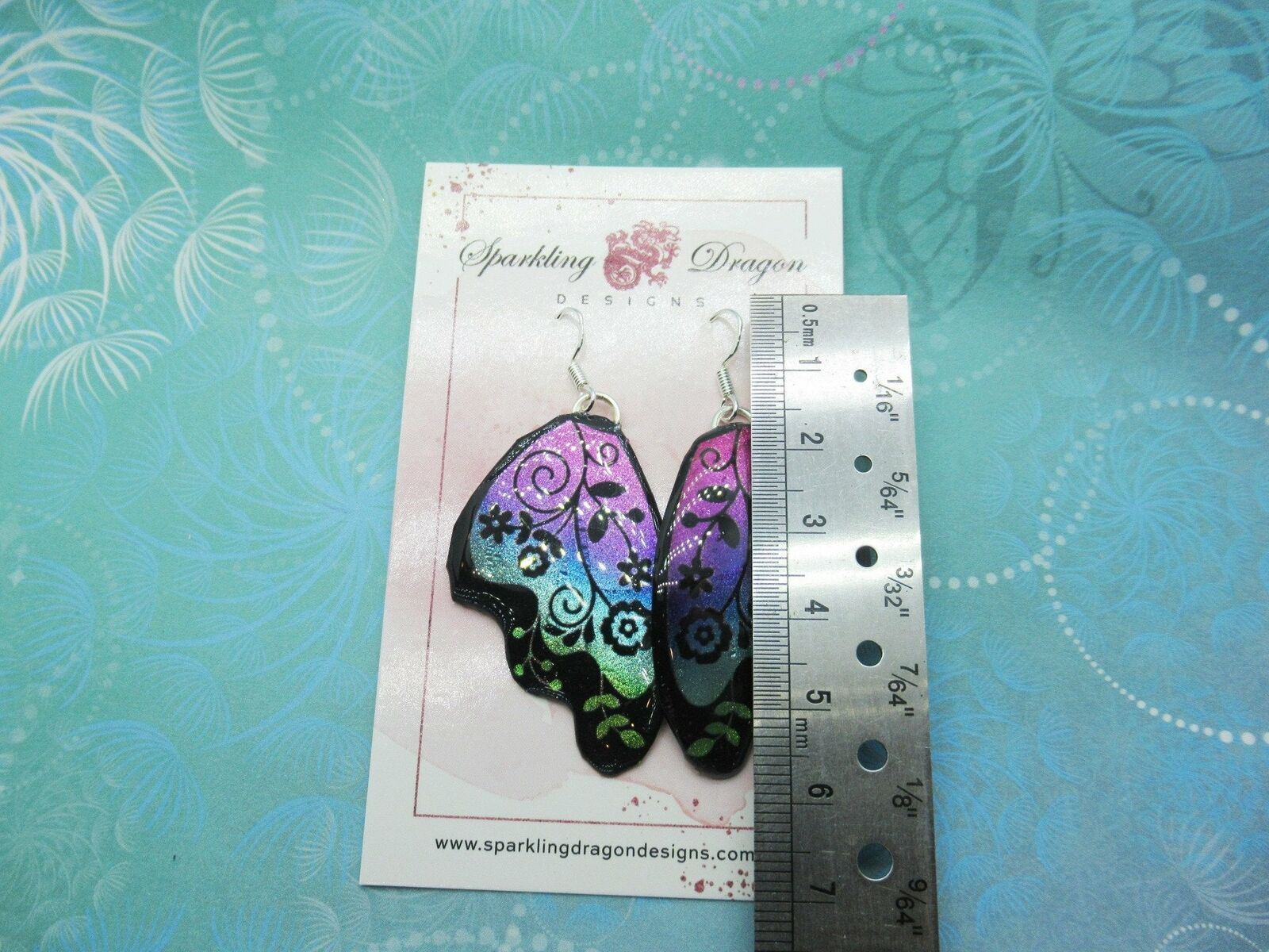 Fairytale Jewellery Pink Green Flowers Butterfly Earrings Birthday Present - Image 3