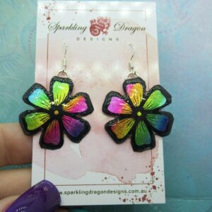 Feel Good Flower Earrings - New Age Boho gift - Rainbow Colours in Resin