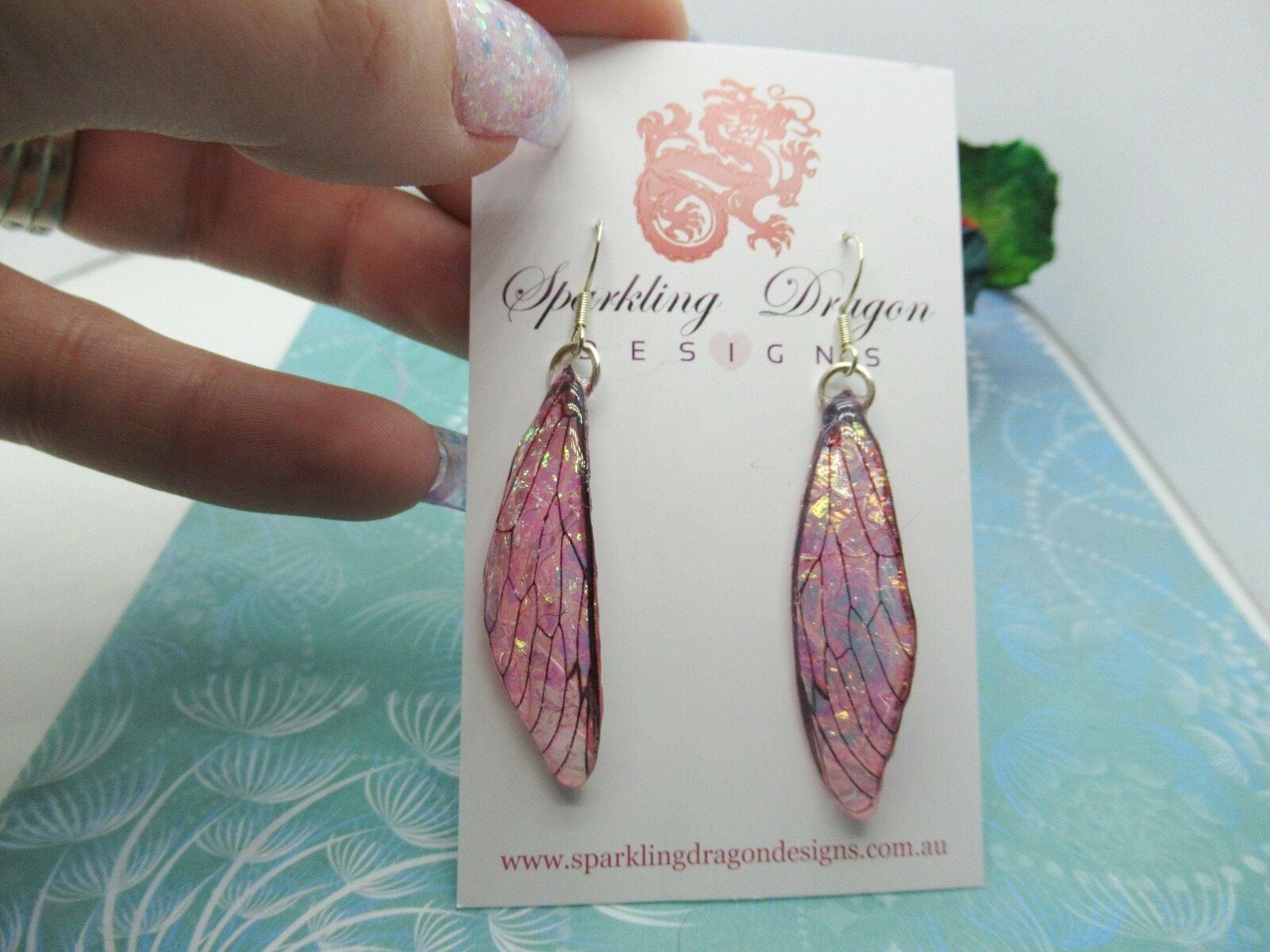 Butterfly Pink Shimmer Wing Earrings - Fairy Jewellery Irridescent