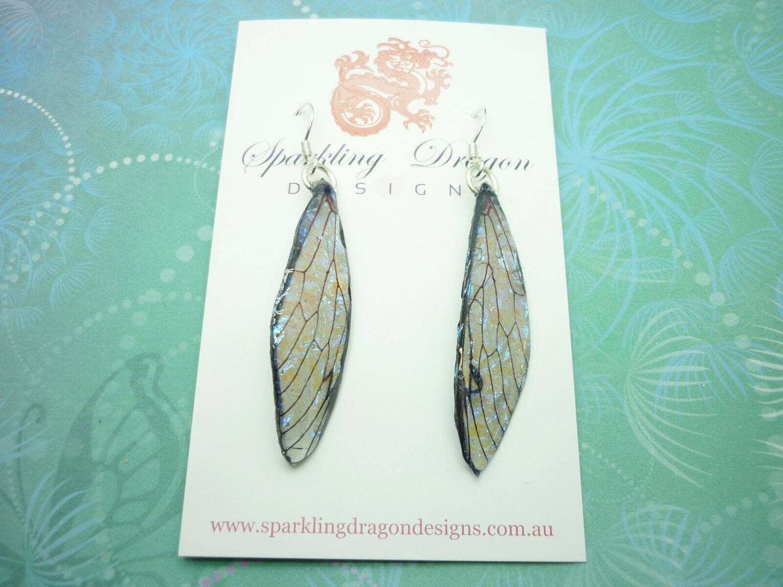 Blue Grey Earrings Butterfly Shimmer Fairy Jewellery Dragonfly Earrings - Image 7