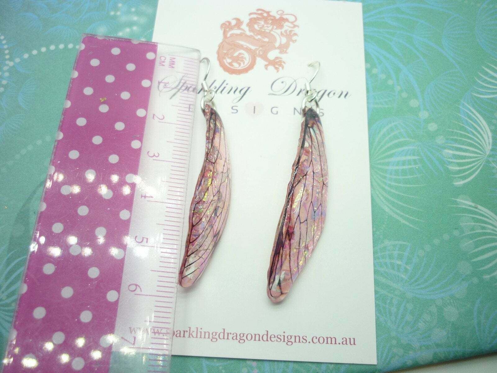 Butterfly Pink Shimmer Wing Earrings - Fairy Jewellery Irridescent - Image 5