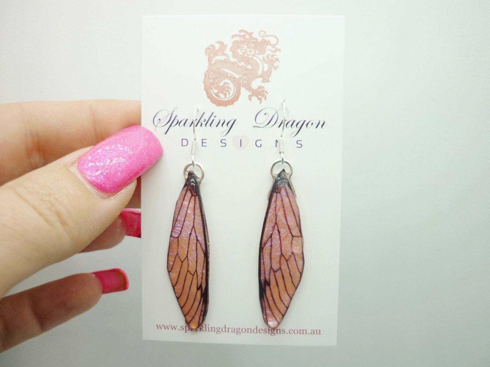 Butterfly Pink Shimmer Wing Earrings - Fairy Jewellery Irridescent - Image 8