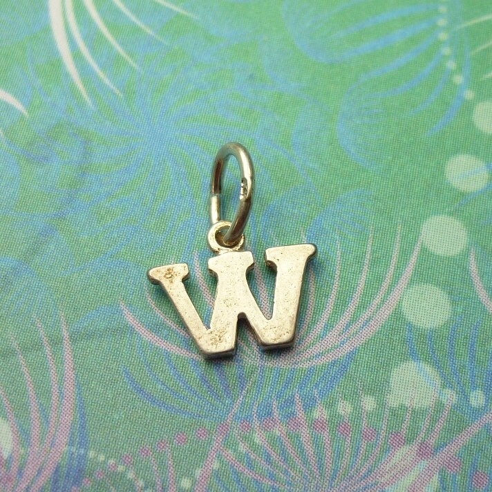 Vintage Sterling Silver Dangle Alphabet Charm - Large W