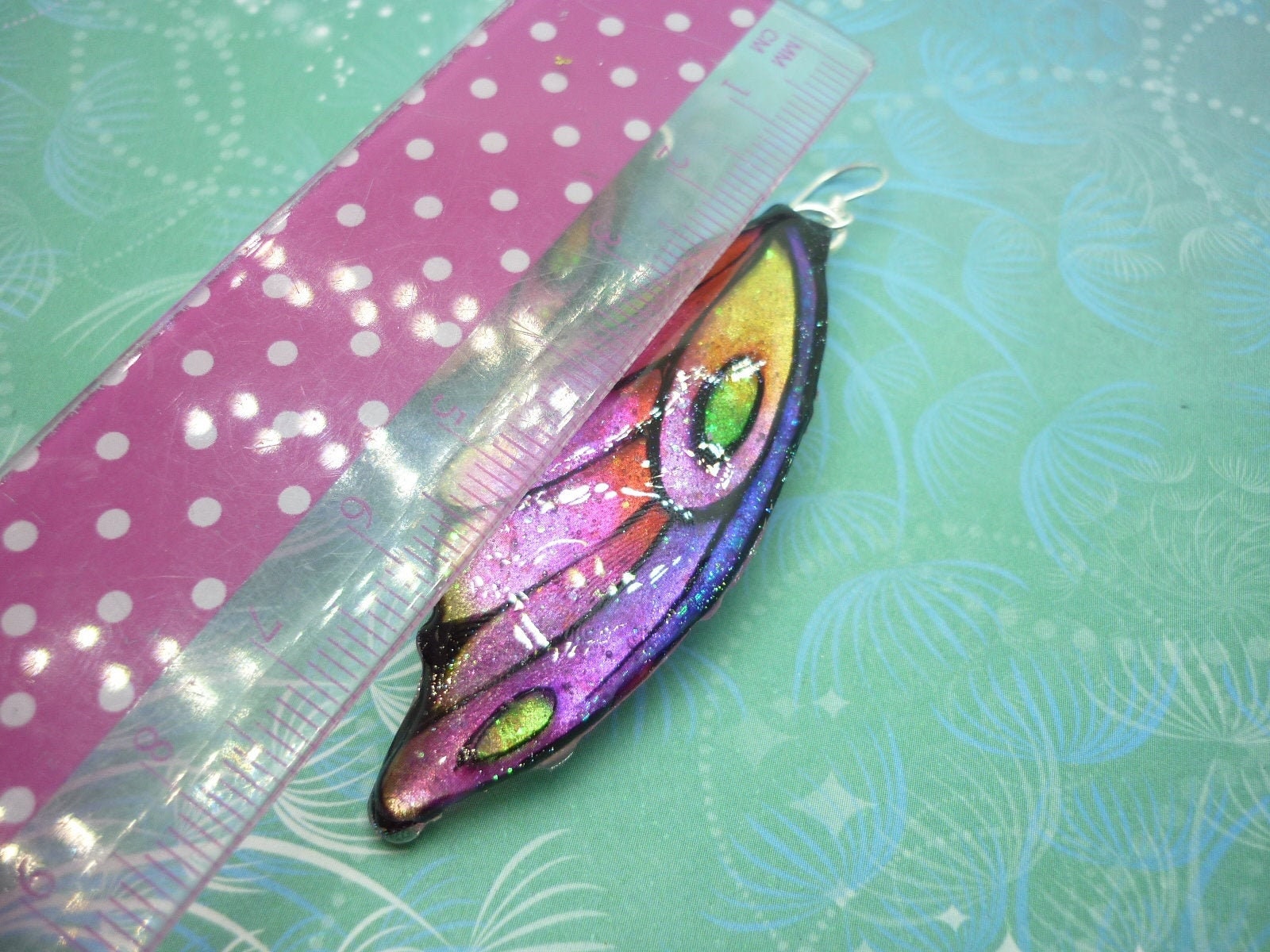 Butterfly Wing Earrings Pink and Yellow Fairy Jewellery, Fun Gift for her Fairy Wing Earrings - Sparkly - Resin with Glitter Finish - Image 3