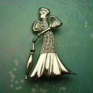 Vintage Lady Brooch - Vintage Brooch - CZ Crystals - Unique Gift - Mothers Day Gift - Marcasite Brooch - Gift for Her