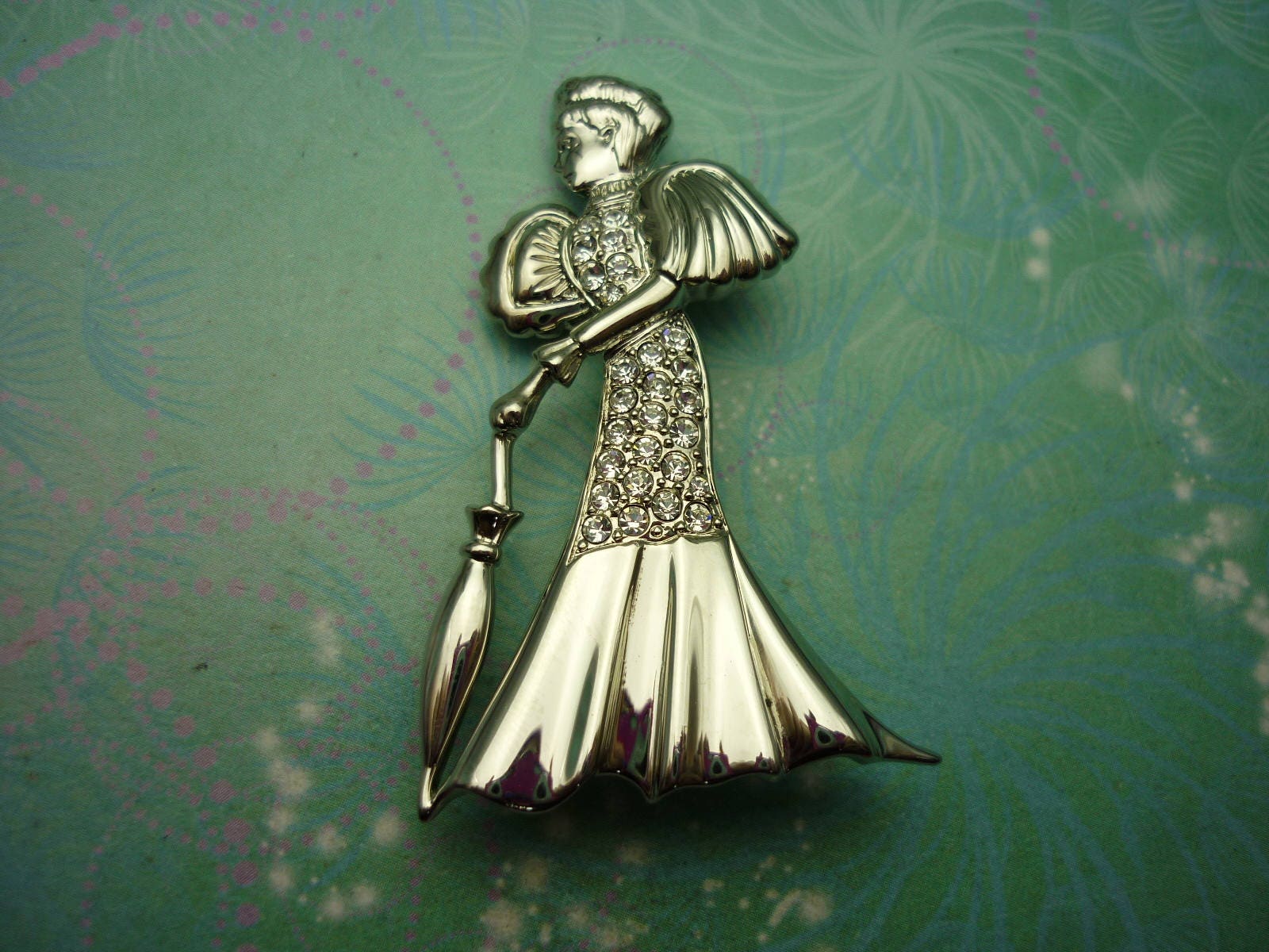 Vintage Lady Brooch - Vintage Brooch - CZ Crystals - Unique Gift - Mothers Day Gift - Marcasite Brooch - Gift for Her