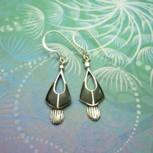 Vintage Sterling Silver Earrings - Black Onyx - Elegant Art Deco Style