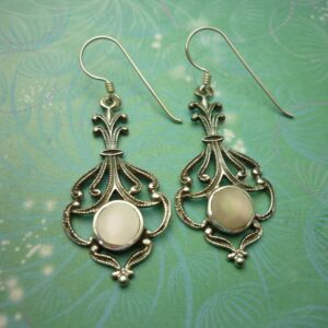Vintage Sterling Silver Earrings -  Pink Shell