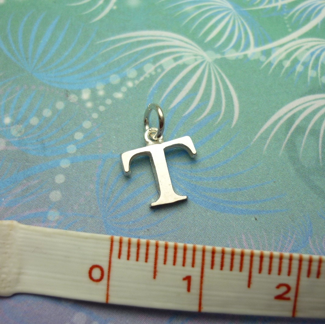 Vintage Sterling Silver Dangle Alphabet Charm - Large T - Image 2