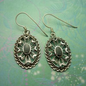 Vintage Sterling Silver Earrings - Black Onyx - 925 Hallmarked - Style 38