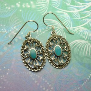 Vintage Sterling Silver Earrings with Turquoise, Unworn Hallmarked Jewelry, Lightweight Silver Earrings, Gift for Her Boho Style Accessories