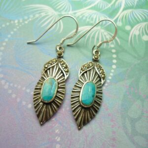 Vintage Sterling Silver Earrings - Turquoise - Style 6