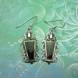 Sterling Silver Earrings with Black Onyx - Vintage Style, Hallmarked, Lightweight, Perfect Gift for Her