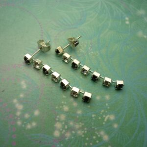 Vintage Sterling Silver Earrings - Black & Clear