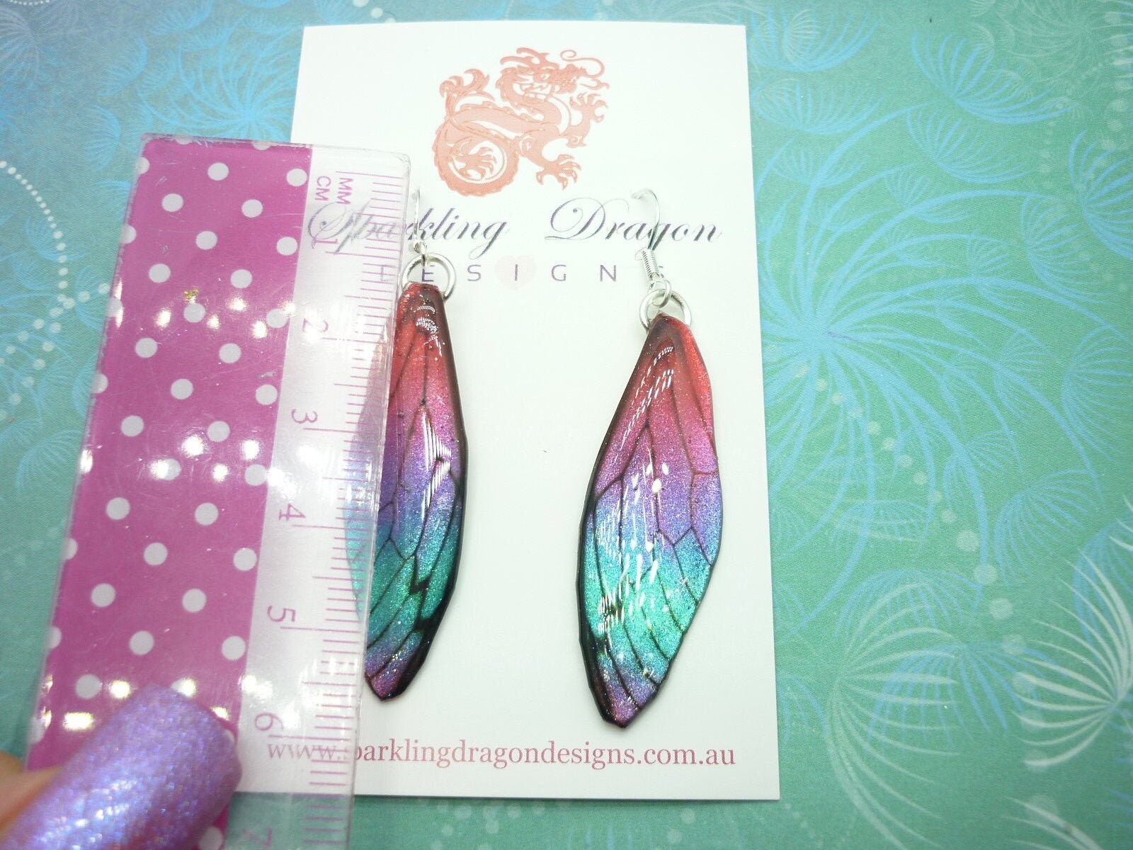 Butterfly Earrings Pink Purple Blue Sparkle - Fairy Jewellery, Fun Gift for her Fairy Wing Earrings - Sparkly - Resin with Glitter Finish - Image 7