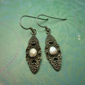 Vintage Sterling Silver Earrings - Pink Mother of Pearl, Shimmer Shell