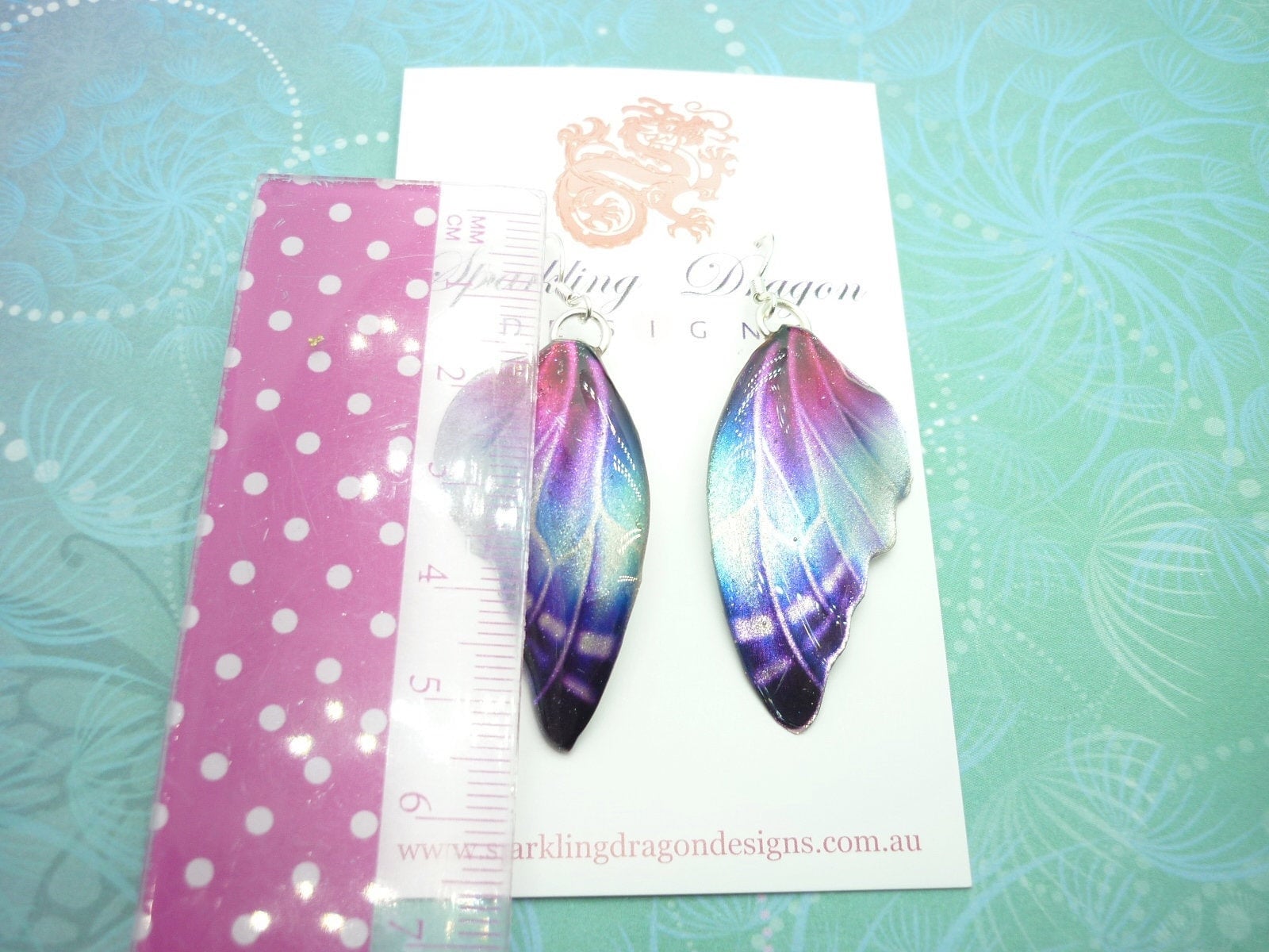 Butterfly Earrings Misty Pink, Blue & Purple - Fairy Jewellery, Fun Gift for her Fairy Wing Earrings - Sparkly - Resin with Glitter Finish - Image 3