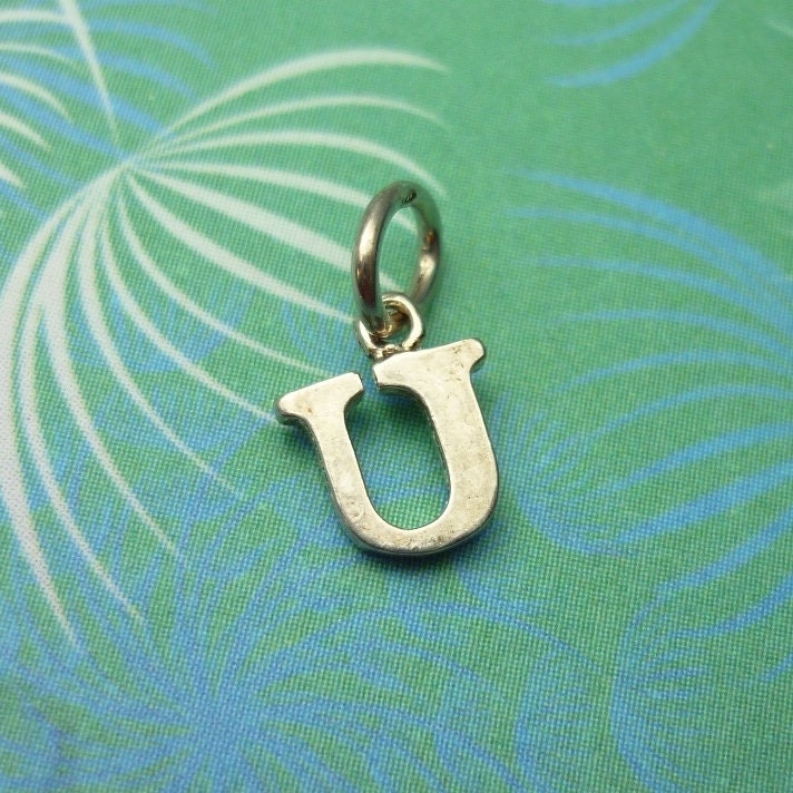 Vintage Sterling Silver Alphabet Dangle Charm - Small U