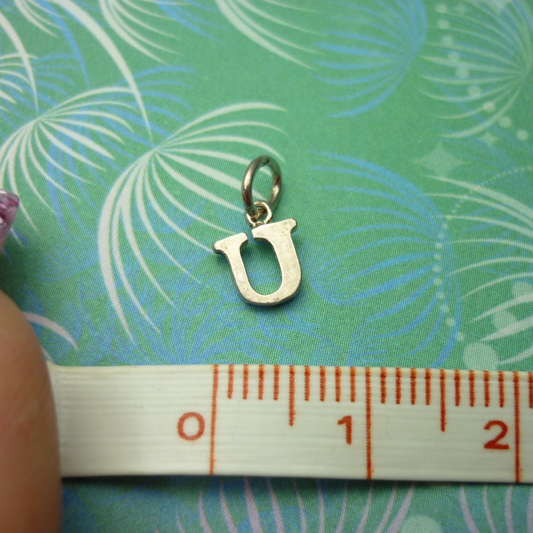 Vintage Sterling Silver Alphabet Dangle Charm - Small U - Image 2