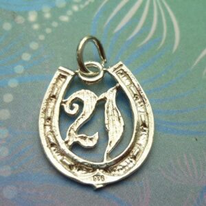 Horse Shoe 21st Birthday Pendant - Vintage Sterling Silver Lucky Charm