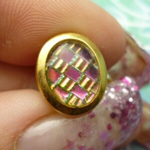 Gold Inlaid Green & Pink Glass Feature Tie Pin, Gift for Him, Special Occasion