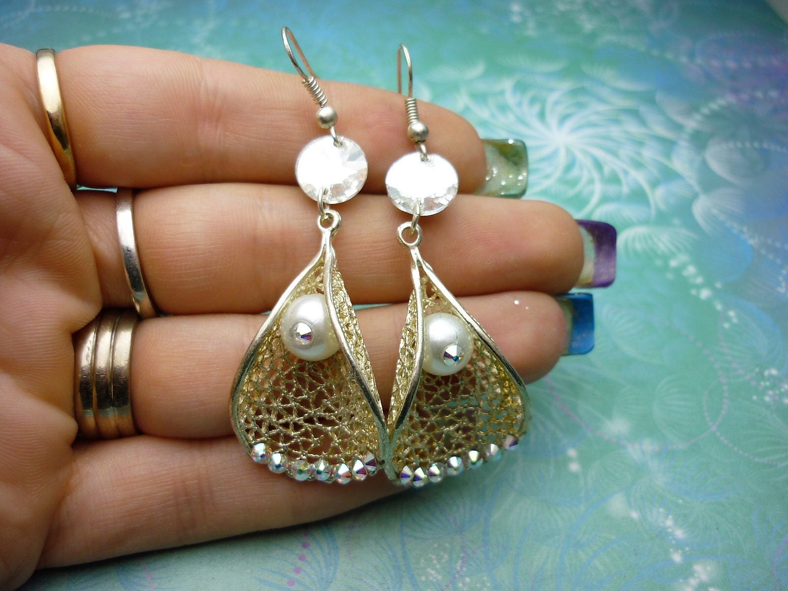 One of a Kind Sparkling Bridal Earrings - Crystal Earrings - Earrings - Gift for Her - Wedding - Image 3