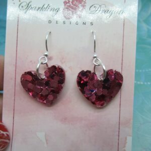 Love Heart Earrings - Sweet Pink Sparkle