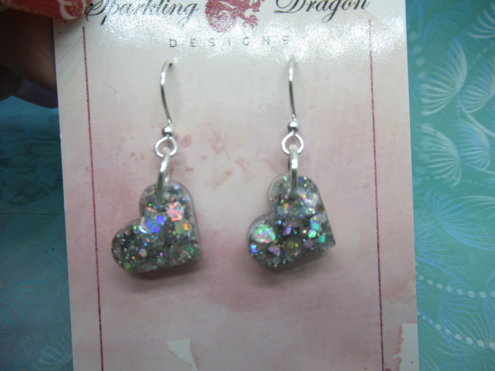 Love Heart Earrings - Dainty Puffy Holo Silver Hearts