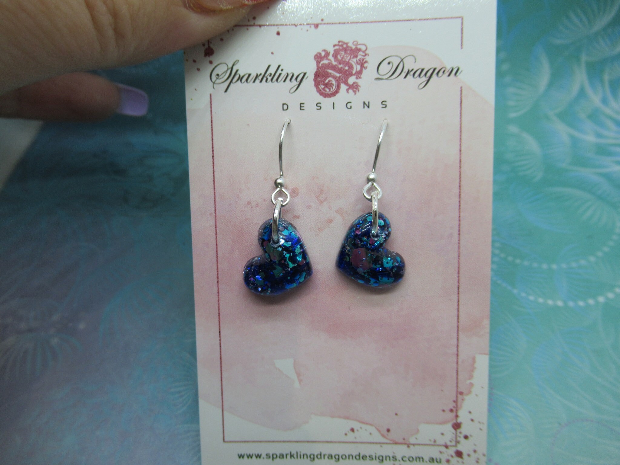 Love Heart Earrings - Dainty Party Sparkle Puffy Hearts - Image 2