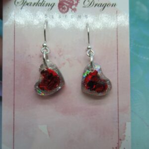 Love Heart Earrings - Heart In Heart Ruby Red