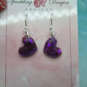 Love Heart Earrings - Dainty Purple Hearts
