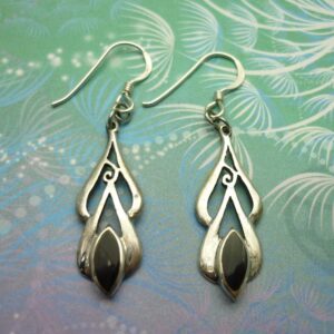 Vintage Sterling Silver Earrings - Black Onyx - Style 9