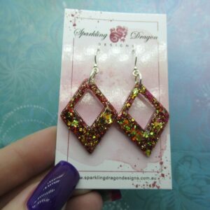 Geometric Glitter - Red and Gold Sparkling Diamonds