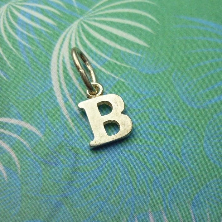 Vintage Sterling Silver Dangle Alphabet Charm - Small B