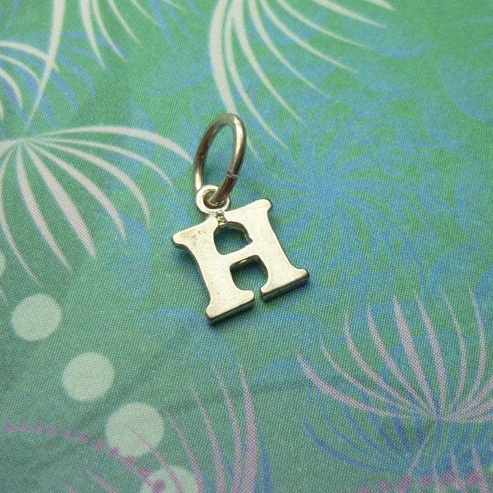 Vintage Sterling Silver Alphabet Dangle Charm - Small H