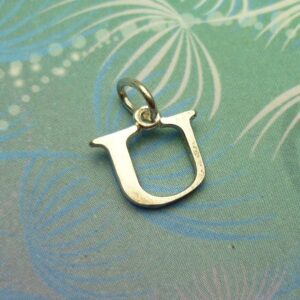 Vintage Sterling Silver Dangle Alphabet Charm - Large U