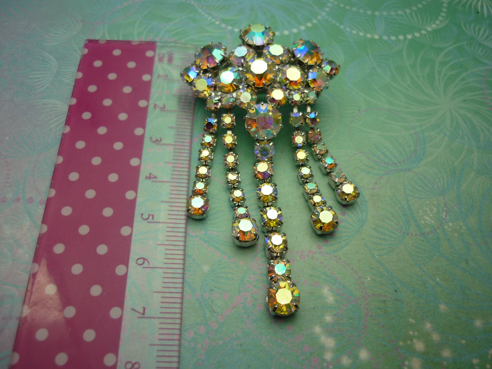 Sparkling Vintage Crystal Dangle Brooch - Unique Accessory - Mothers Day Gift - Present for Her - Christmas Idea - Image 4