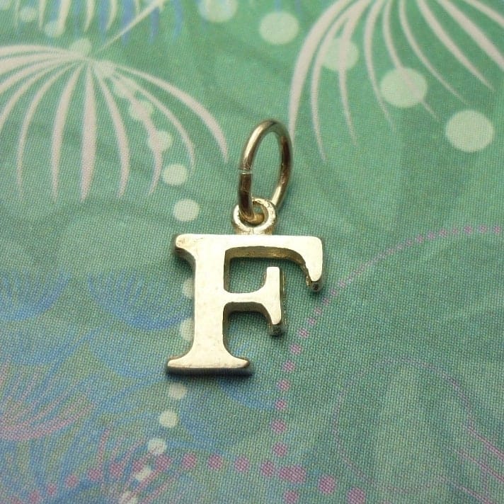 Vintage Sterling Silver Dangle Alphabet Charm - Large F