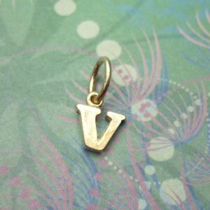 Vintage Sterling Silver Alphabet Dangle Charm - Small V