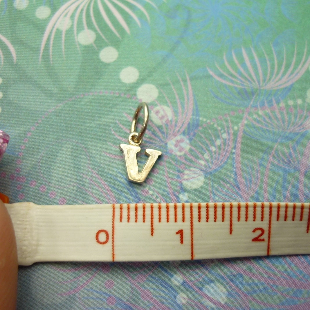 Vintage Sterling Silver Alphabet Dangle Charm - Small V - Image 2