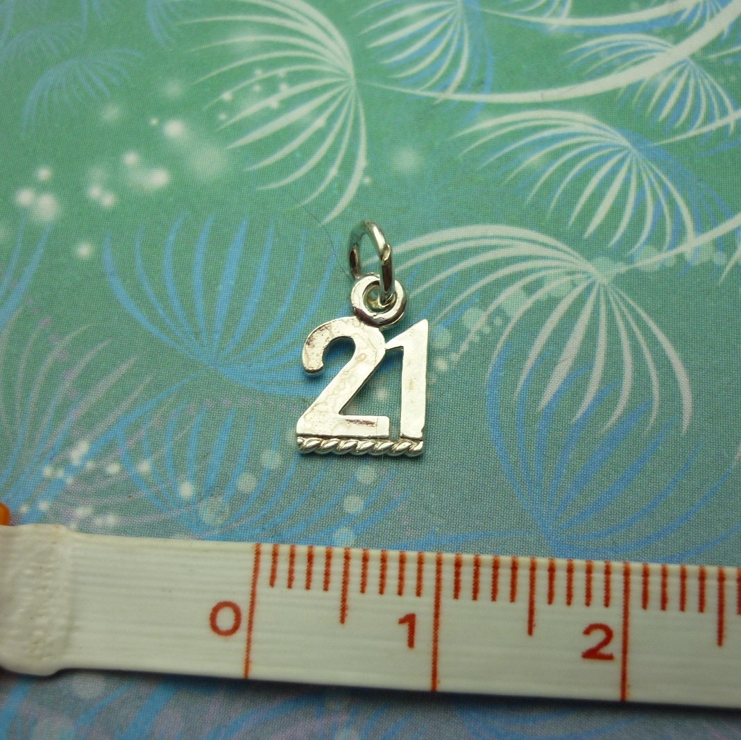 Birthday Gift Vintage Sterling Silver Dangle Charm 21st - Image 2