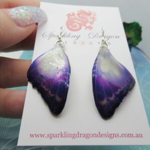 Butterfly Earrings Mystic Midnight - Fairy Jewellery Fun Gift for her, Fairy Wing Earrings - Sparkly - Resin with Glitter Finish