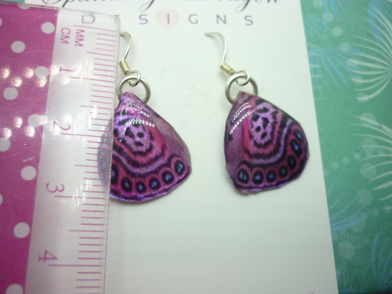 Butterfly Wing Earrings Stunning Pink - Fairy Jewellery, Fun Gift for her Fairy Wing Earrings - Sparkly - Resin with Glitter Finish - Image 5